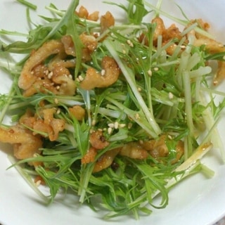 カリカリ鶏皮と水菜の中華サラダ